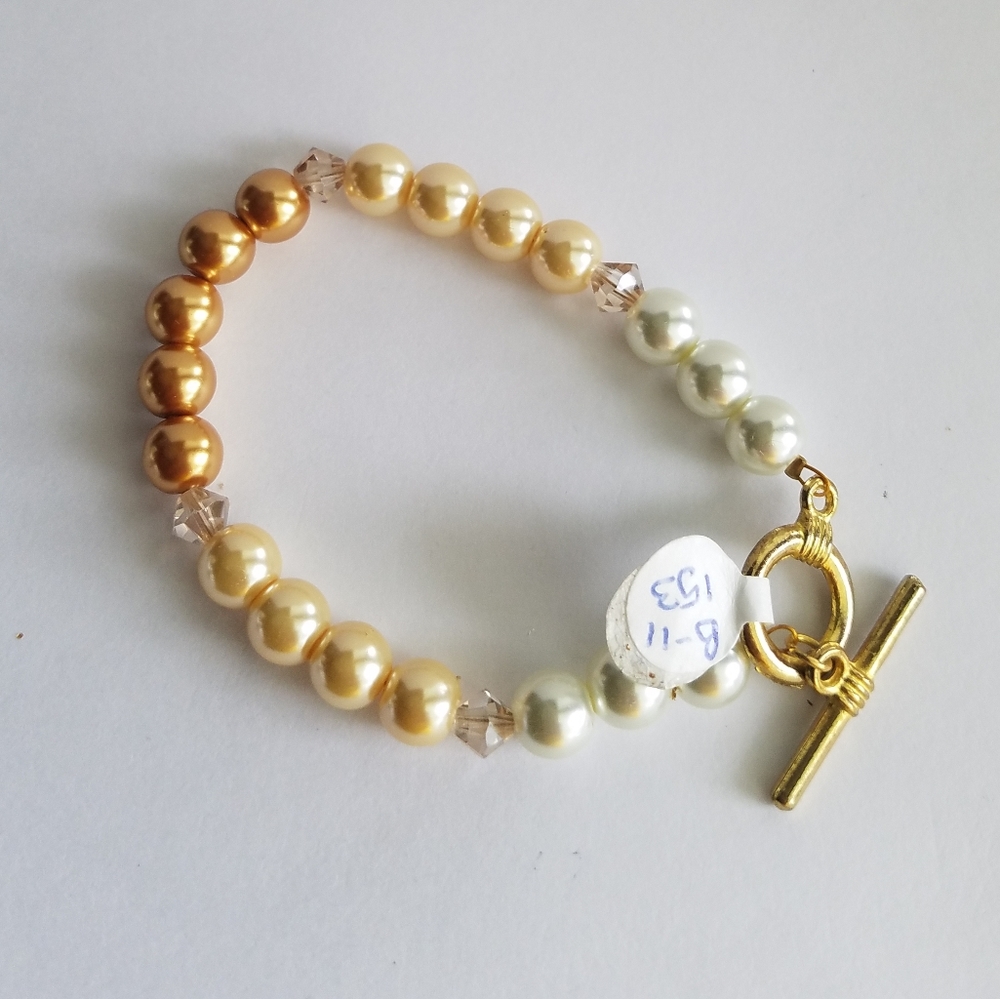 Swarovski Elements Metallic Bronze Faux Pearl Bracelet Handmade NWT - Picture 10 of 17